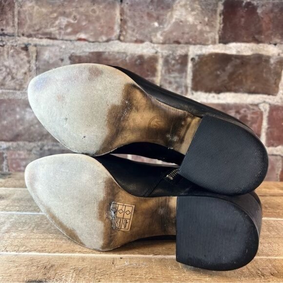 Michael Kors Black Leather Booties with Chunky Block Heels Sz 7 - Picture 7 of 8